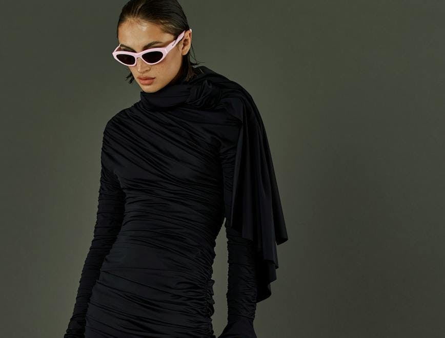 sleeve clothing apparel long sleeve dress sunglasses accessories accessory person human