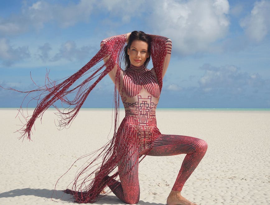 warrior yoga pose person yoga beachwear woman adult female pants sea dancing