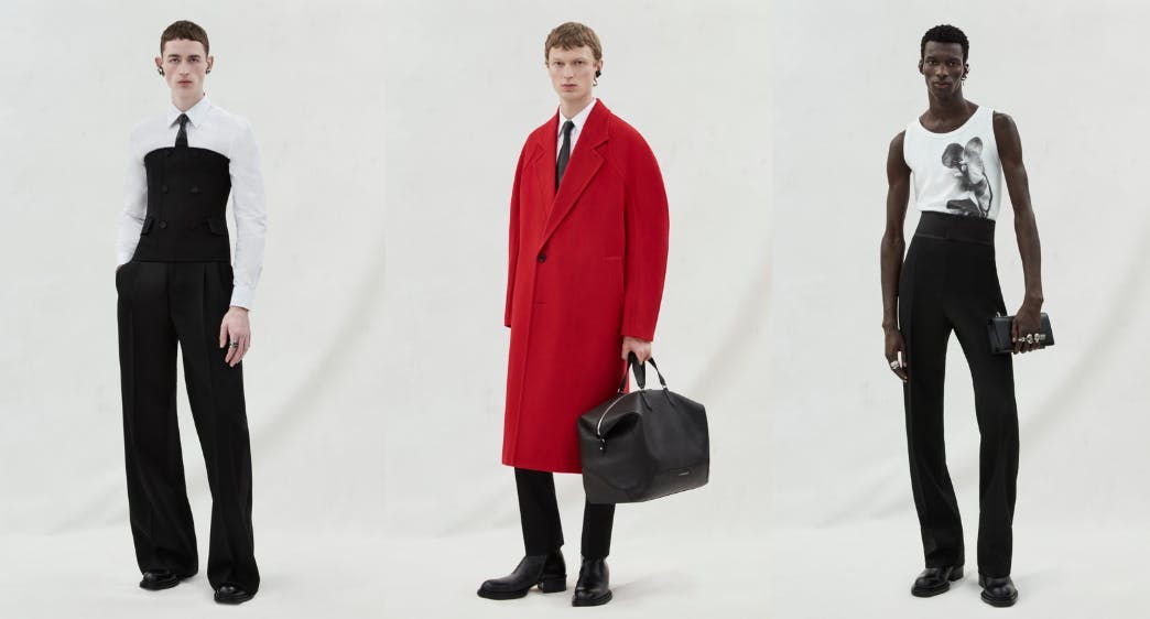 suit formal wear coat handbag bag long sleeve person man adult male