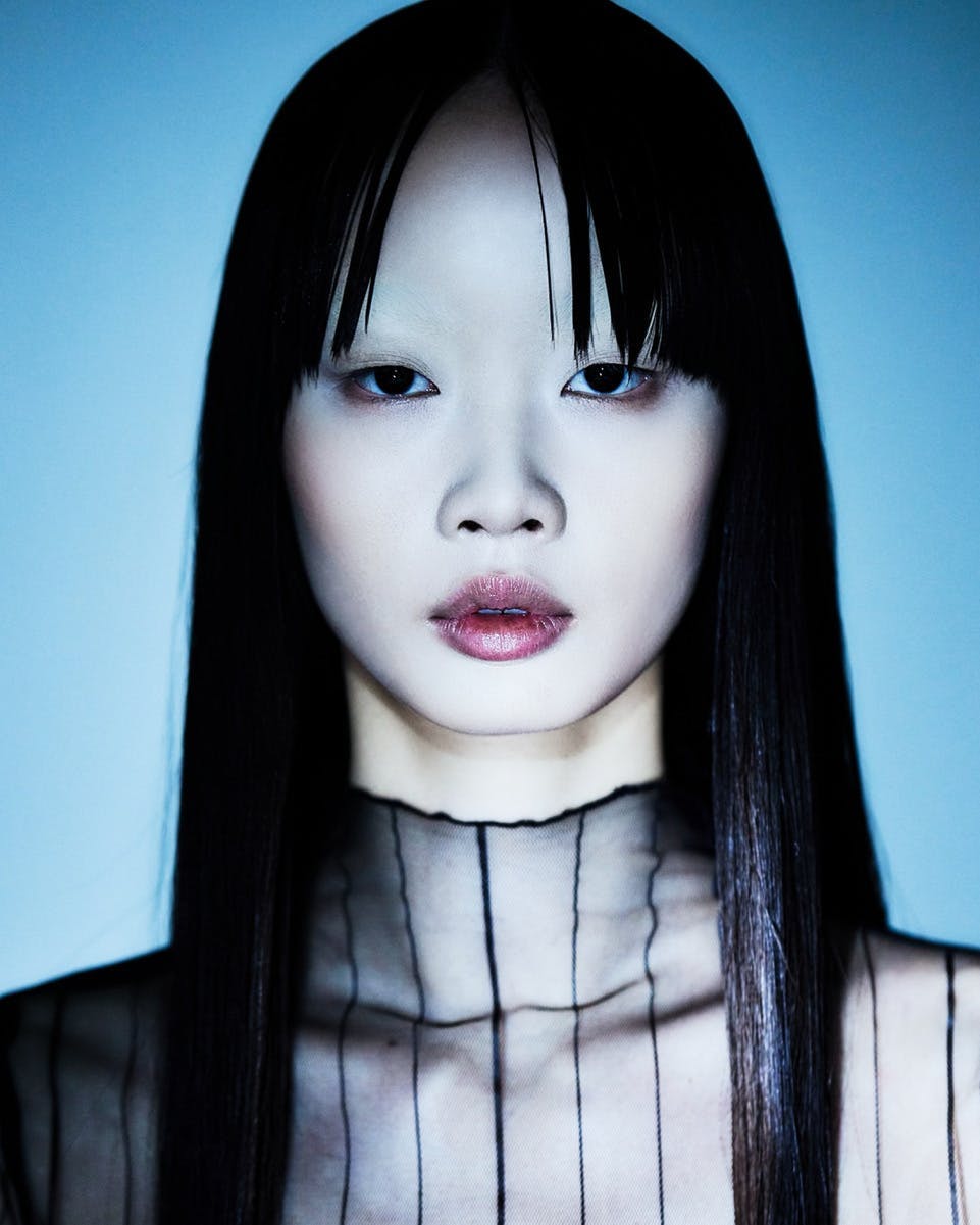 face head person photography portrait black hair hair cosmetics lipstick