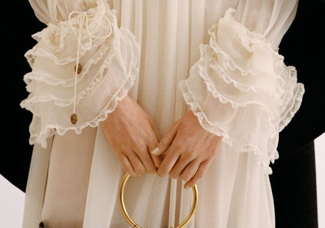 accessories bag handbag blouse clothing purse bridal veil person wedding wedding gown